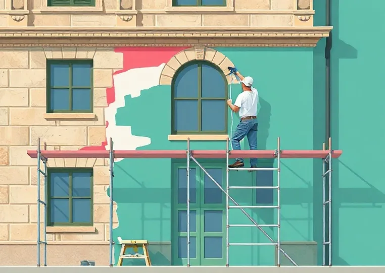 Ravalement de façade en pierre, nettoyage et application d'enduit